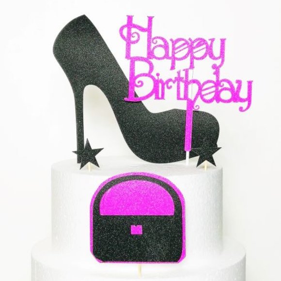 Large Black Sexy Glitter Shoe Cake Topper - Picture 4 of 4
